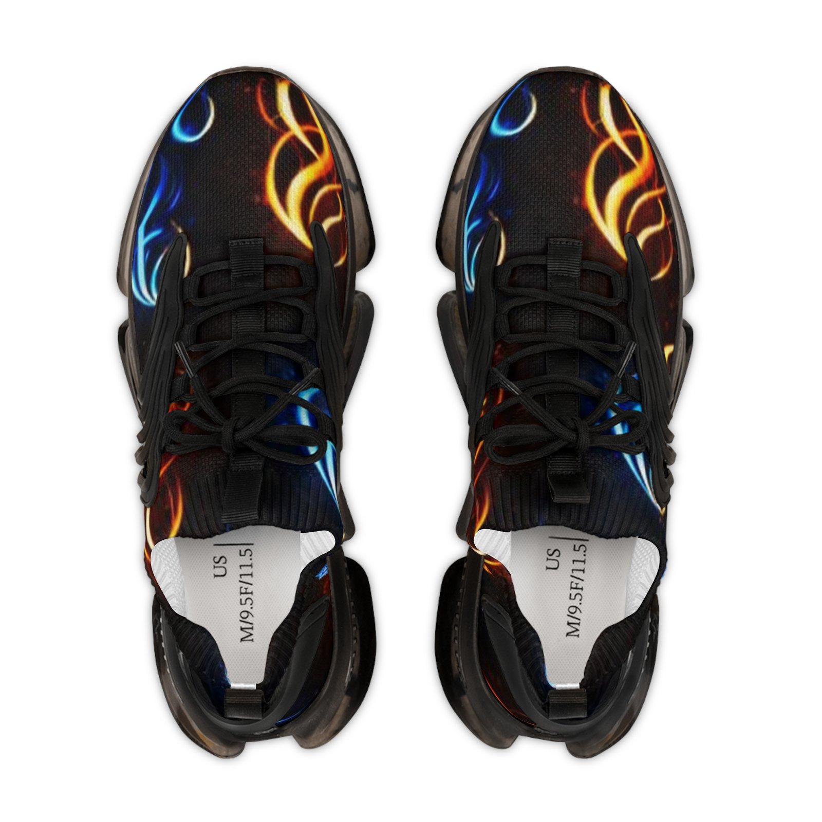 echoflame men's mesh sneakers — neon flame abstract athletic shoes echoflame men's mesh sneakers — neon flame abstract athletic shoes