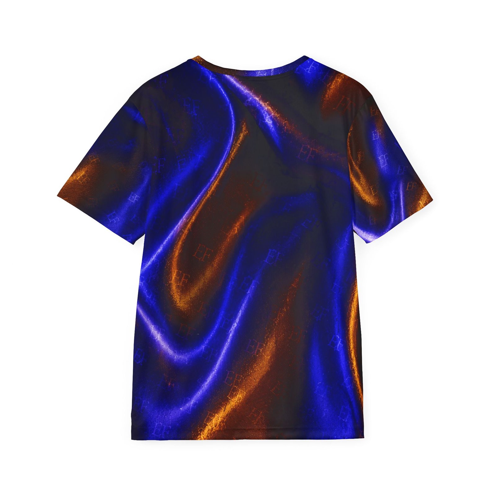 echoflame men's abstract metallic wave sports jersey — blue & copper all over print echoflame men's abstract metallic wave sports jersey — blue & copper all over print
