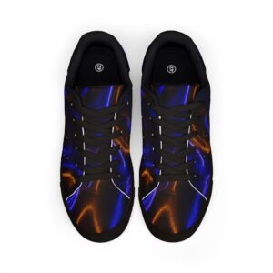 echoflame low top sneakers — blue orange abstract marble leather