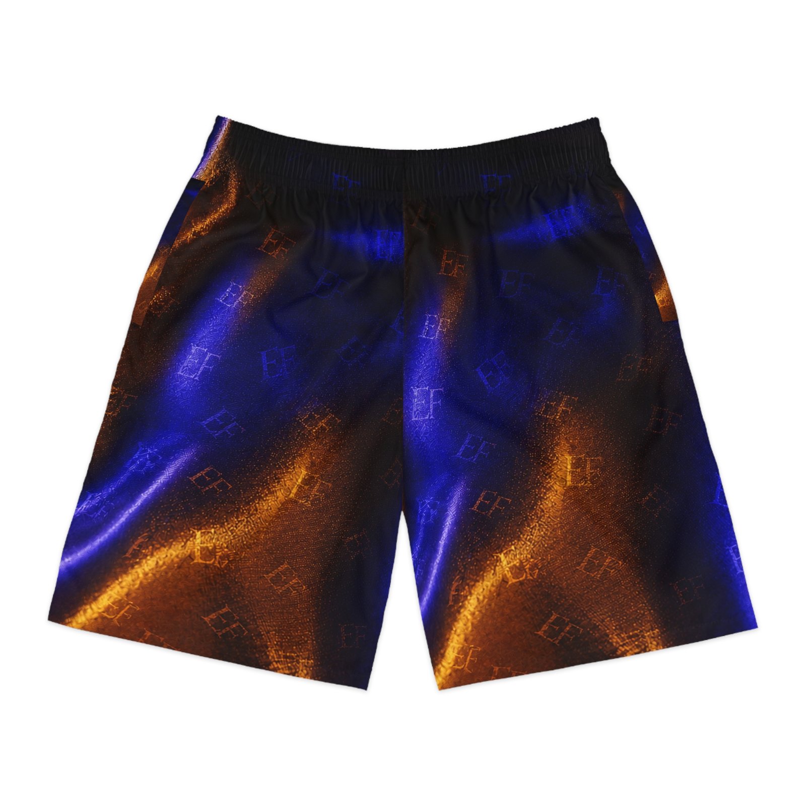 echoflame men's jogger shorts — blue & copper satin ombre all over print echoflame men's jogger shorts — blue & copper satin ombre all over print