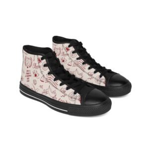 echoflamewomen’s high top sneakers — vintage nautical seashell & palm pattern