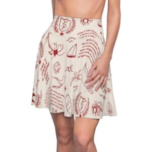 echoflame hand drawn doodle skater skirt — botanical & whimsical script print