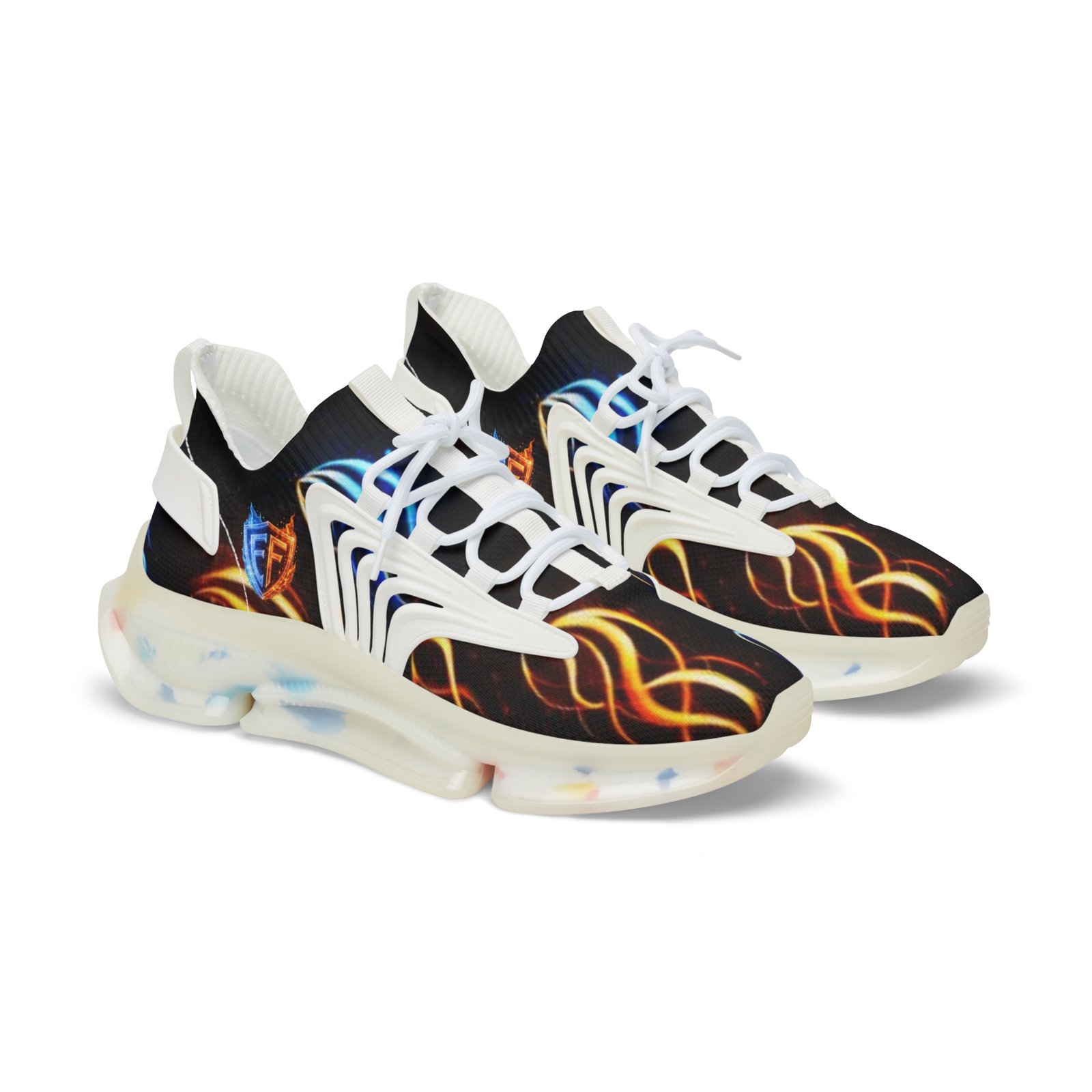 echoflame men's mesh sneakers — neon flame abstract athletic shoes echoflame men's mesh sneakers — neon flame abstract athletic shoes