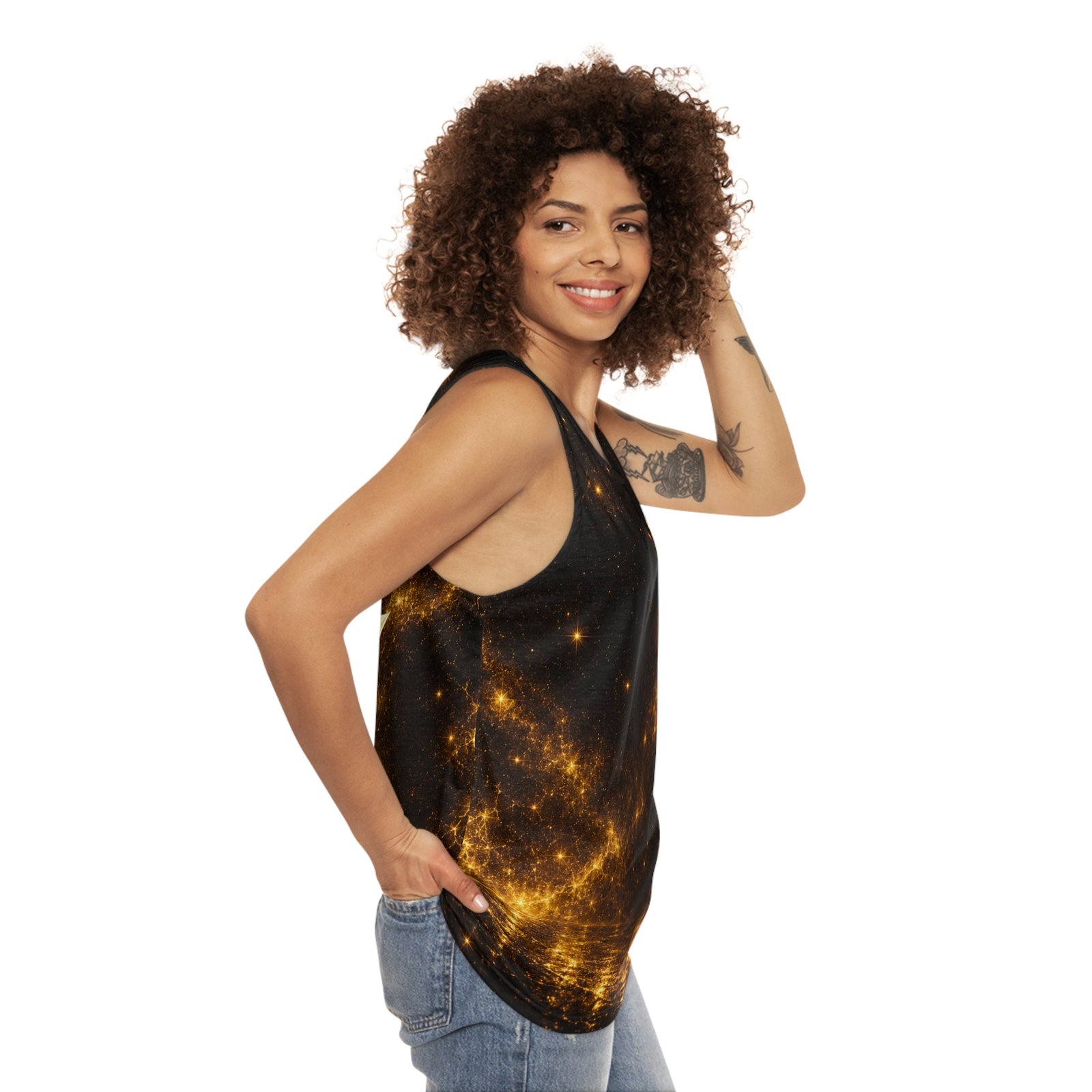 echoflame golden cosmic emblem tank top — all over print echoflame golden cosmic emblem tank top — all over print