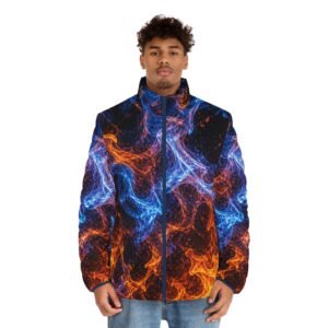 echoflame flame & ice all over print puffer jacket