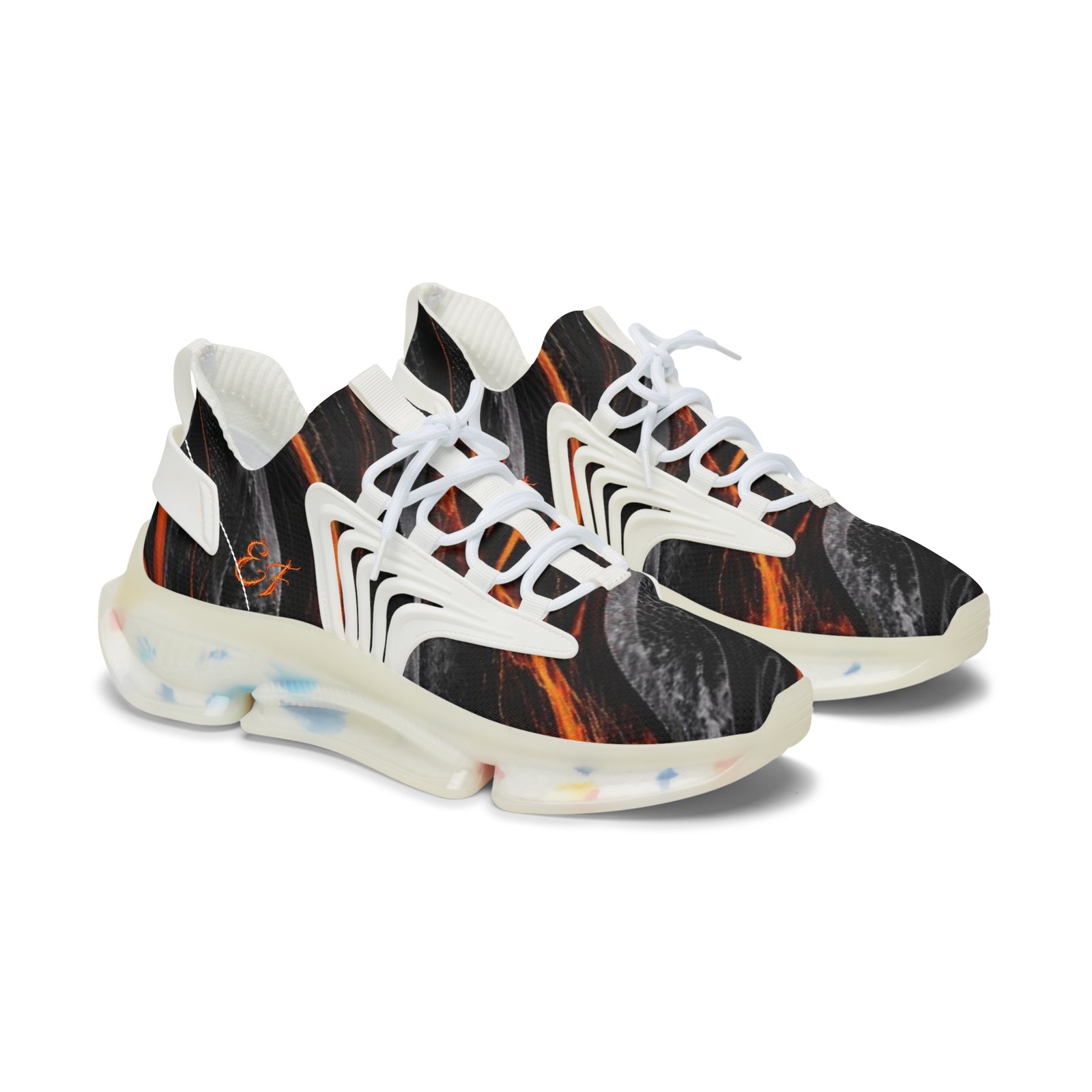 echoflame women’s mesh sneakers — black flame abstract athletic shoes echoflame women’s mesh sneakers — black flame abstract athletic shoes