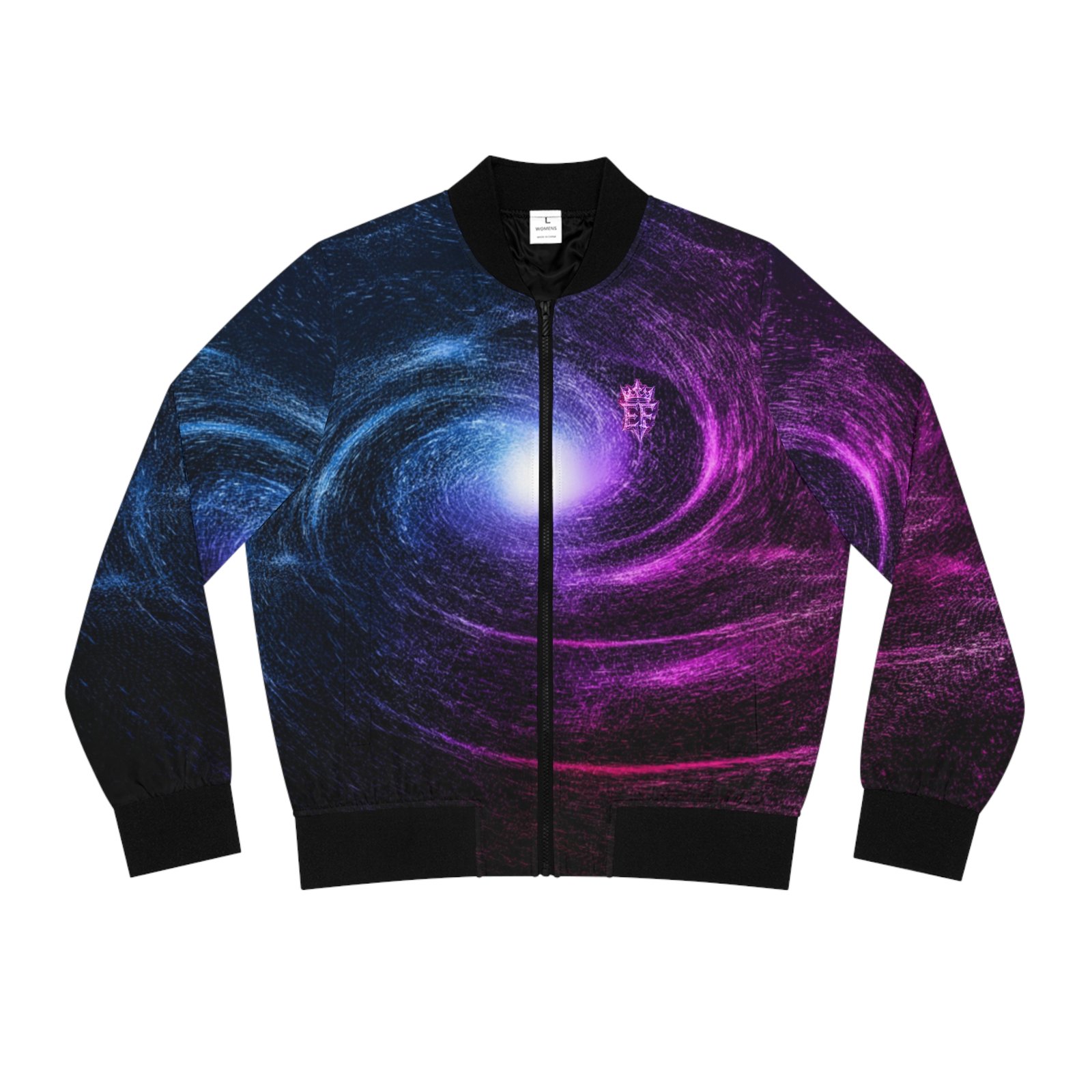 echoflame galaxy spiral bomber jacket — women's cosmic swirl aop jacket echoflame galaxy spiral bomber jacket — women's cosmic swirl aop jacket