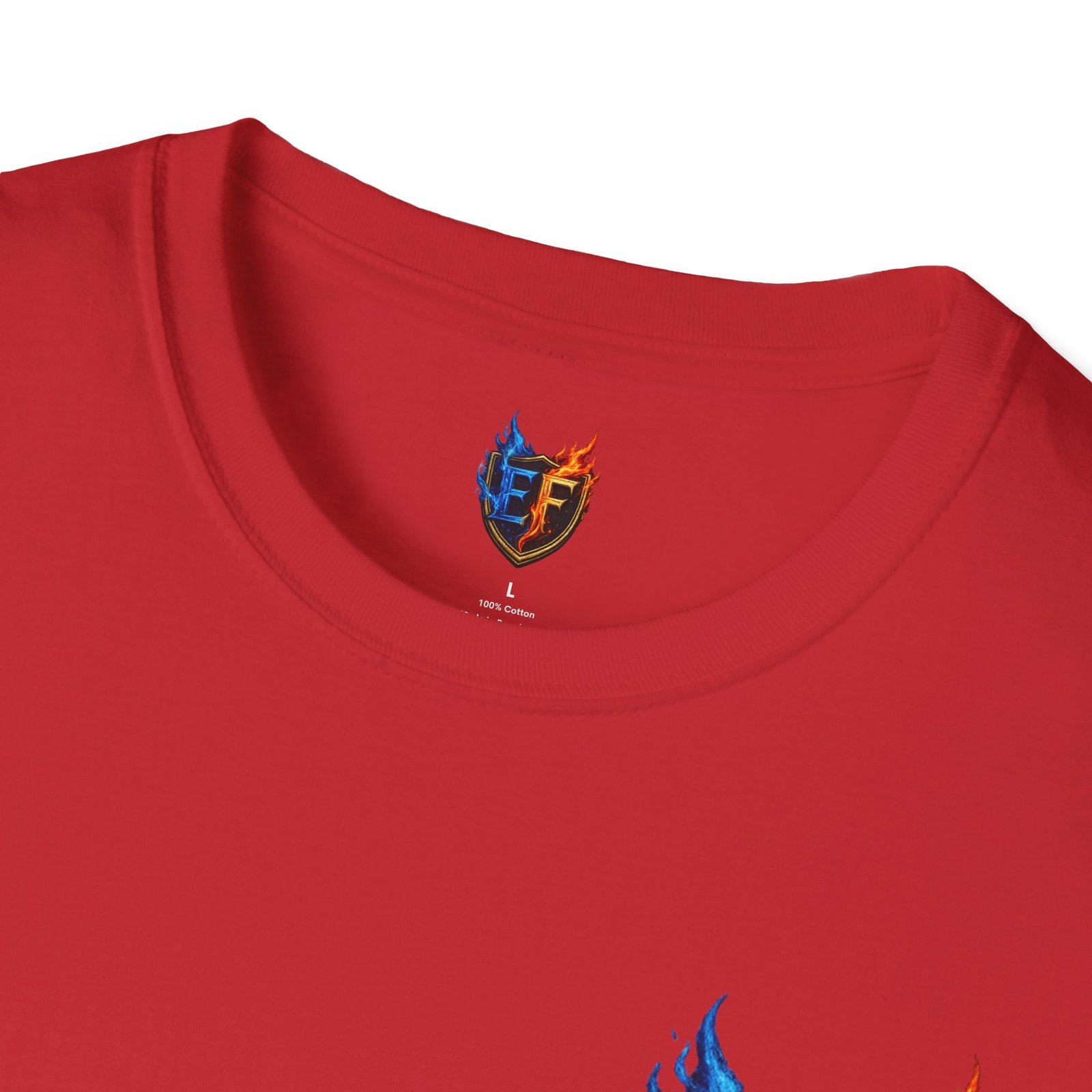 echoflame shield crest t shirt — ef flame logo (blue & red) echoflame shield crest t shirt — ef flame logo (blue & red)