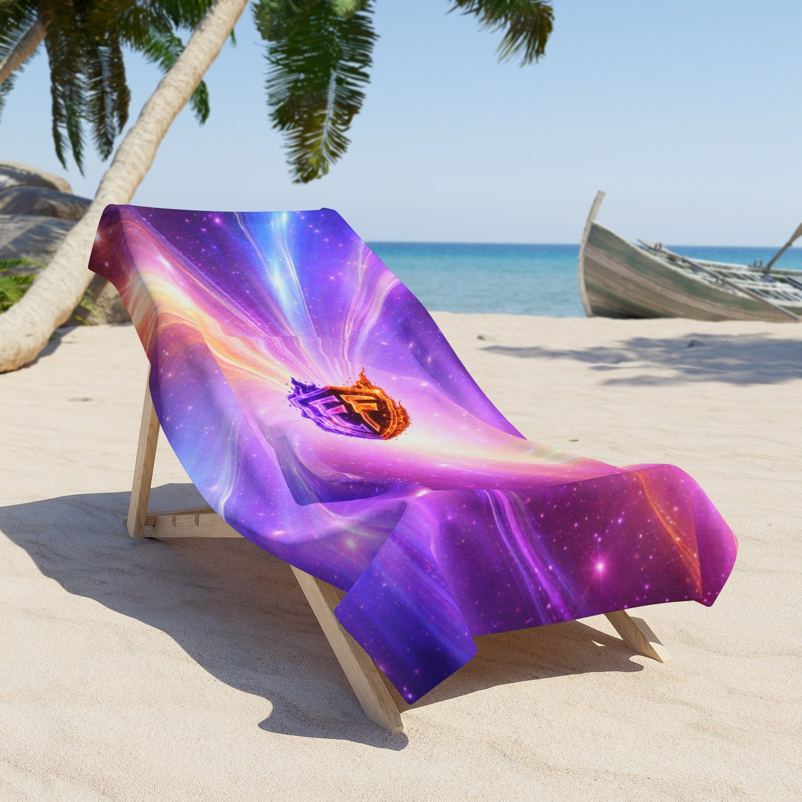 echoflame galaxy wave beach towel — vibrant purple cosmic surf design echoflame galaxy wave beach towel — vibrant purple cosmic surf design