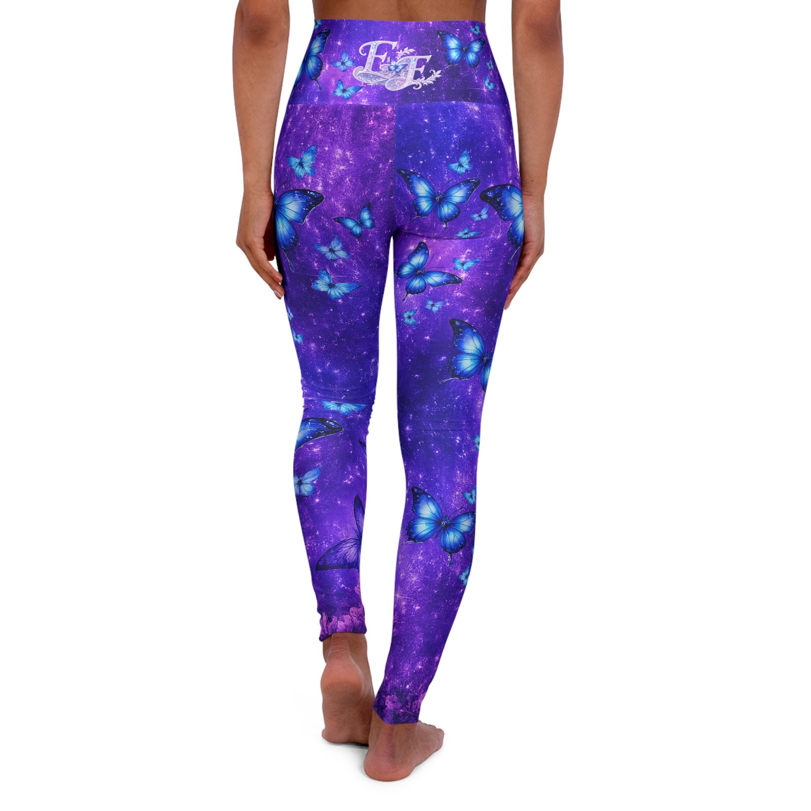 echoflame butterfly galaxy high waisted yoga leggings – purple aop activewear echoflame butterfly galaxy high waisted yoga leggings – purple aop activewear
