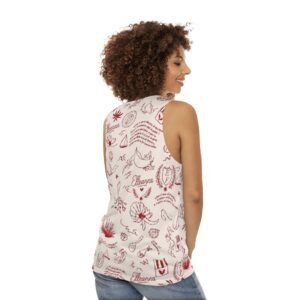 echoflame vintage doodle beach tank top — all over print summer sketches