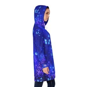 echoflame blue butterfly galaxy hoodie dress — women's all over print cozy dress