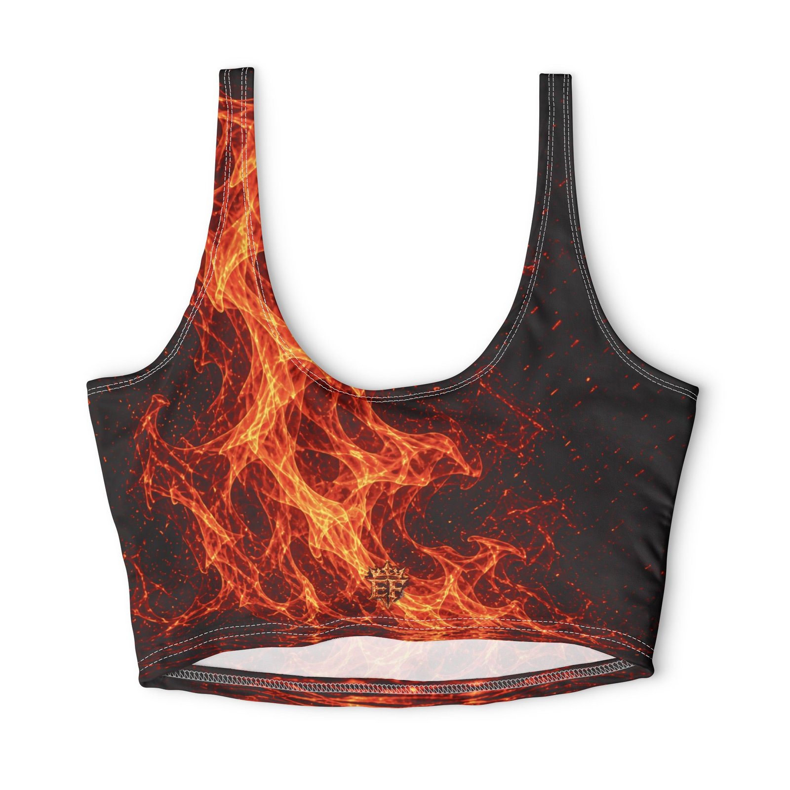 echoflame flame print sports bra — fire pattern activewear crop top echoflame flame print sports bra — fire pattern activewear crop top