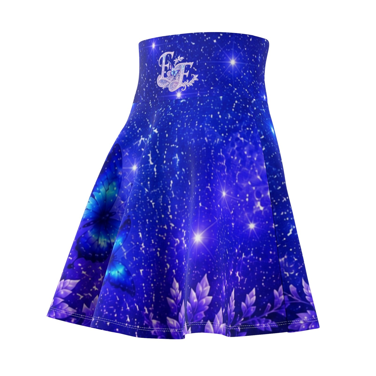 echoflame galaxy blue skater skirt — starry night cosmic print echoflame galaxy blue skater skirt — starry night cosmic print