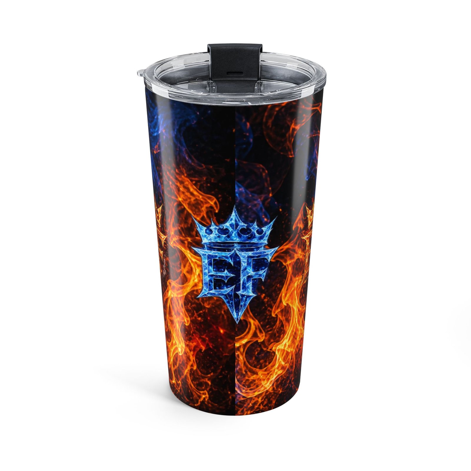 echoflame 20oz flame crest tumbler — dual blue & orange fire insulated travel cup echoflame 20oz flame crest tumbler — dual blue & orange fire insulated travel cup