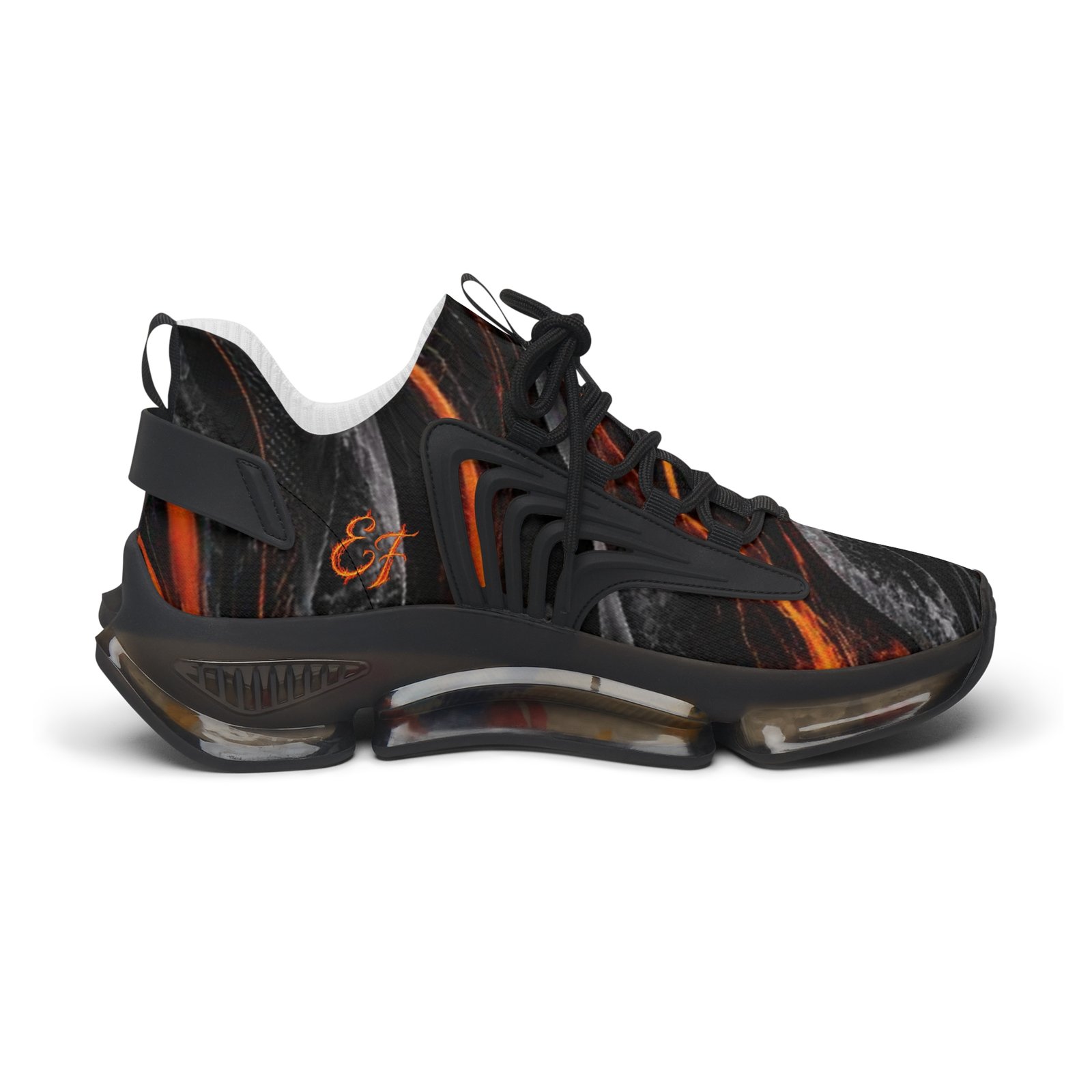 echoflame women’s mesh sneakers — black flame abstract athletic shoes echoflame women’s mesh sneakers — black flame abstract athletic shoes
