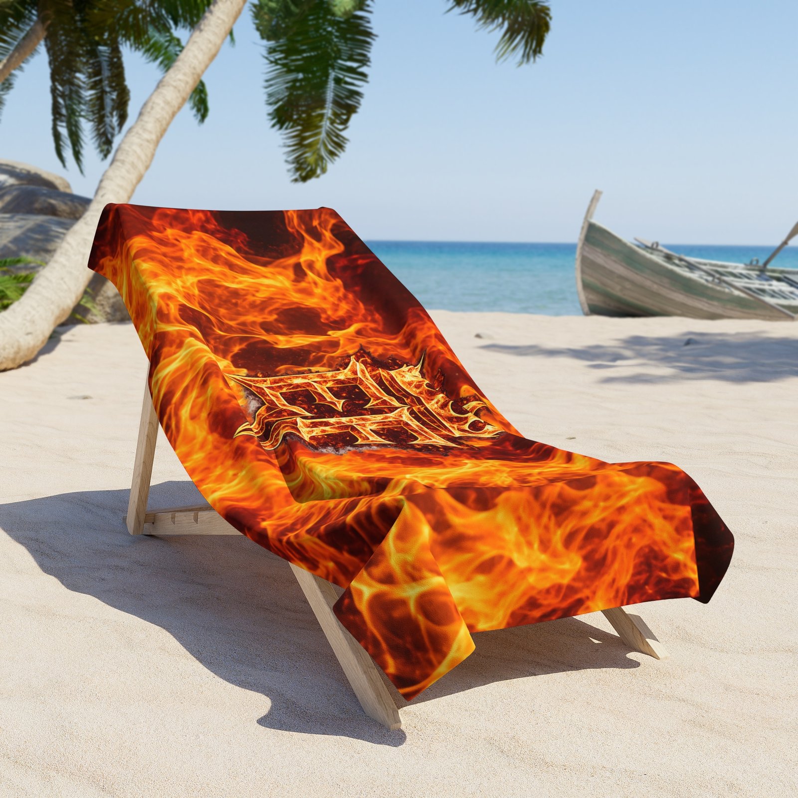 echoflame flaming crown beach towel – bold fire logo towel for pool & beach echoflame flaming crown beach towel – bold fire logo towel for pool & beach