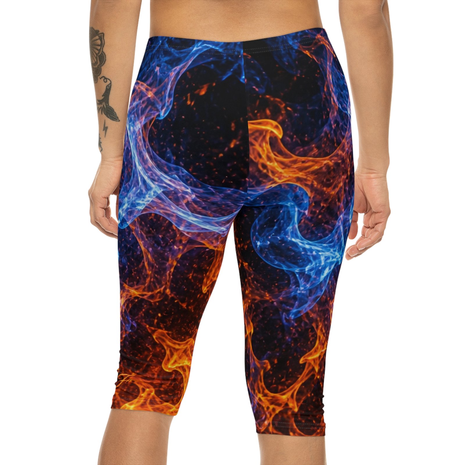 echoflame fire & ice capri leggings — women's abstract flame activewear echoflame fire & ice capri leggings — women's abstract flame activewear