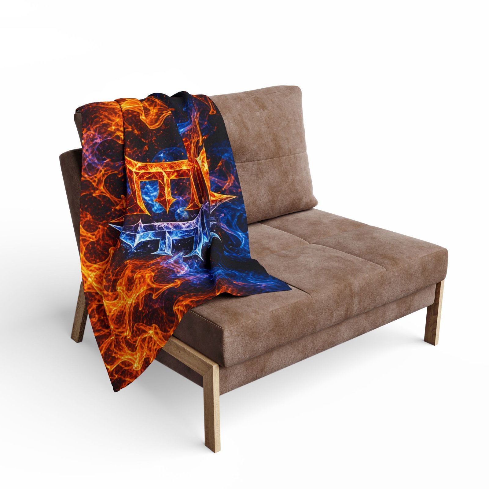 echoflame fire & ice crown fleece blanket — arctic fleece with 'ef' flame design echoflame fire & ice crown fleece blanket — arctic fleece with 'ef' flame design