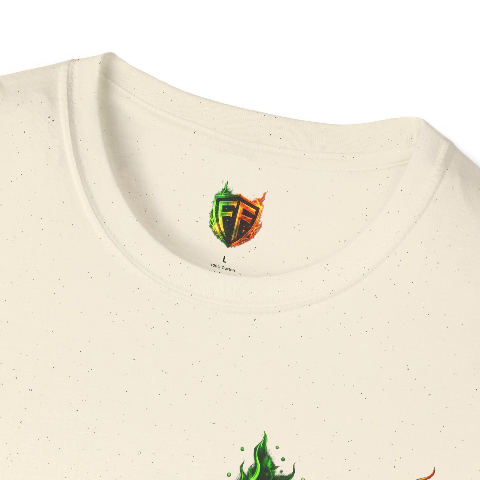 echoflame shield logo t‑shirt — flaming green & orange ef crest echoflame shield logo t‑shirt — flaming green & orange ef crest