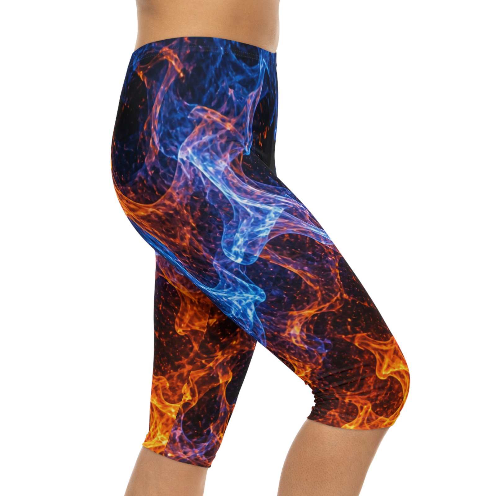 echoflame fire & ice capri leggings — women's abstract flame activewear echoflame fire & ice capri leggings — women's abstract flame activewear