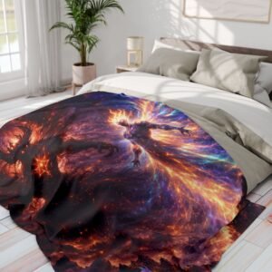 echoflame cosmic phoenix fleece blanket — mythical galaxy art throw