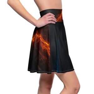 echoflame fiery nebula skater skirt – abstract flame galaxy print