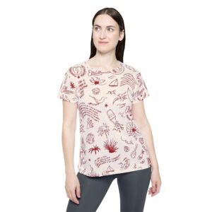 echoflame women's nautical doodle all over print jersey tee