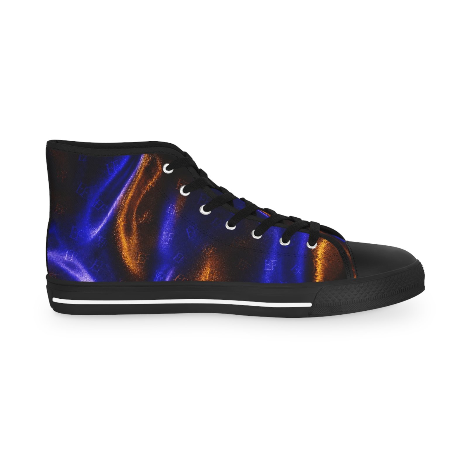 echoflame high top sneakers — blue & copper abstract swirl pattern echoflame high top sneakers — blue & copper abstract swirl pattern