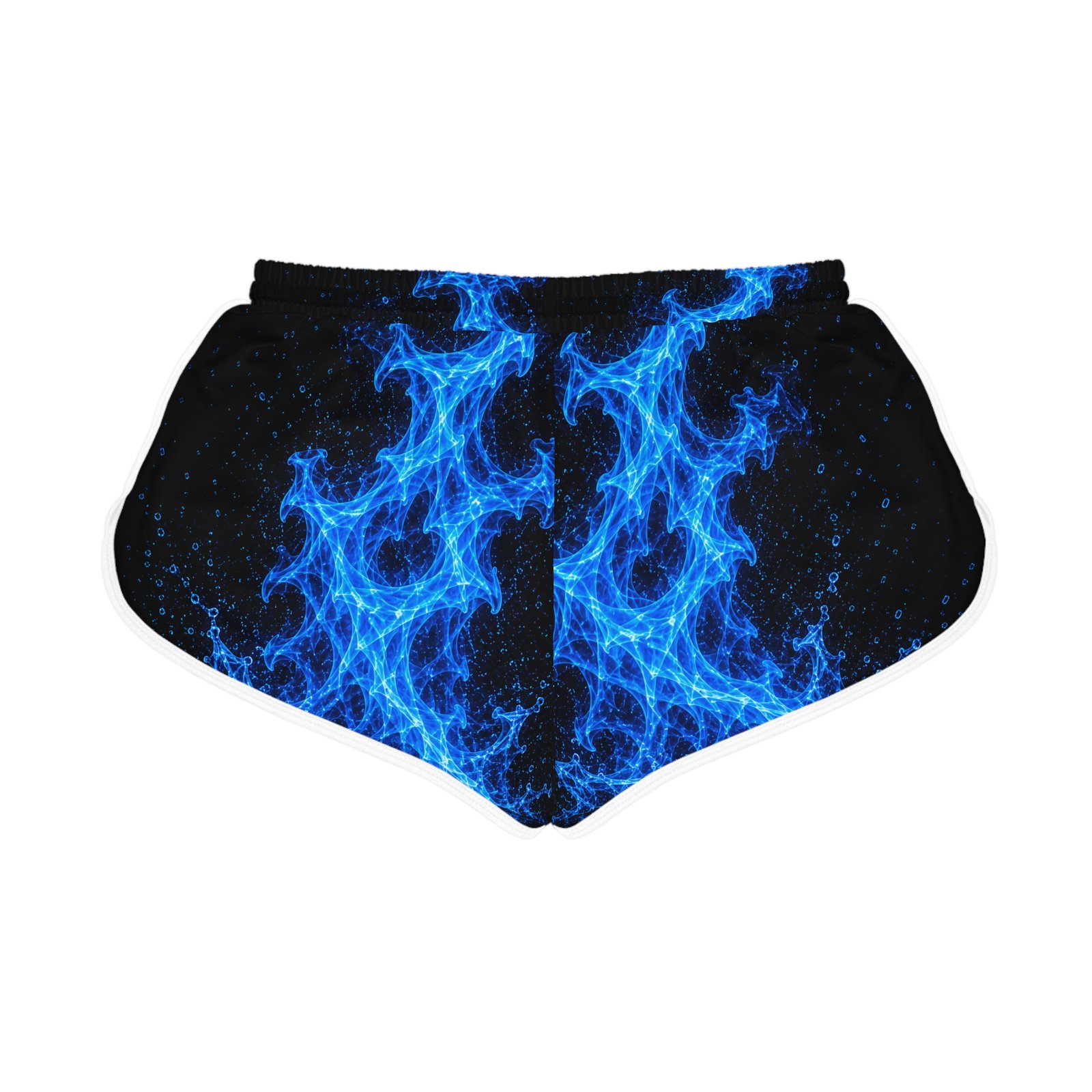 echoflame blue flame women's relaxed shorts — electric fire print lounge & activewear echoflame blue flame women's relaxed shorts — electric fire print lounge & activewear