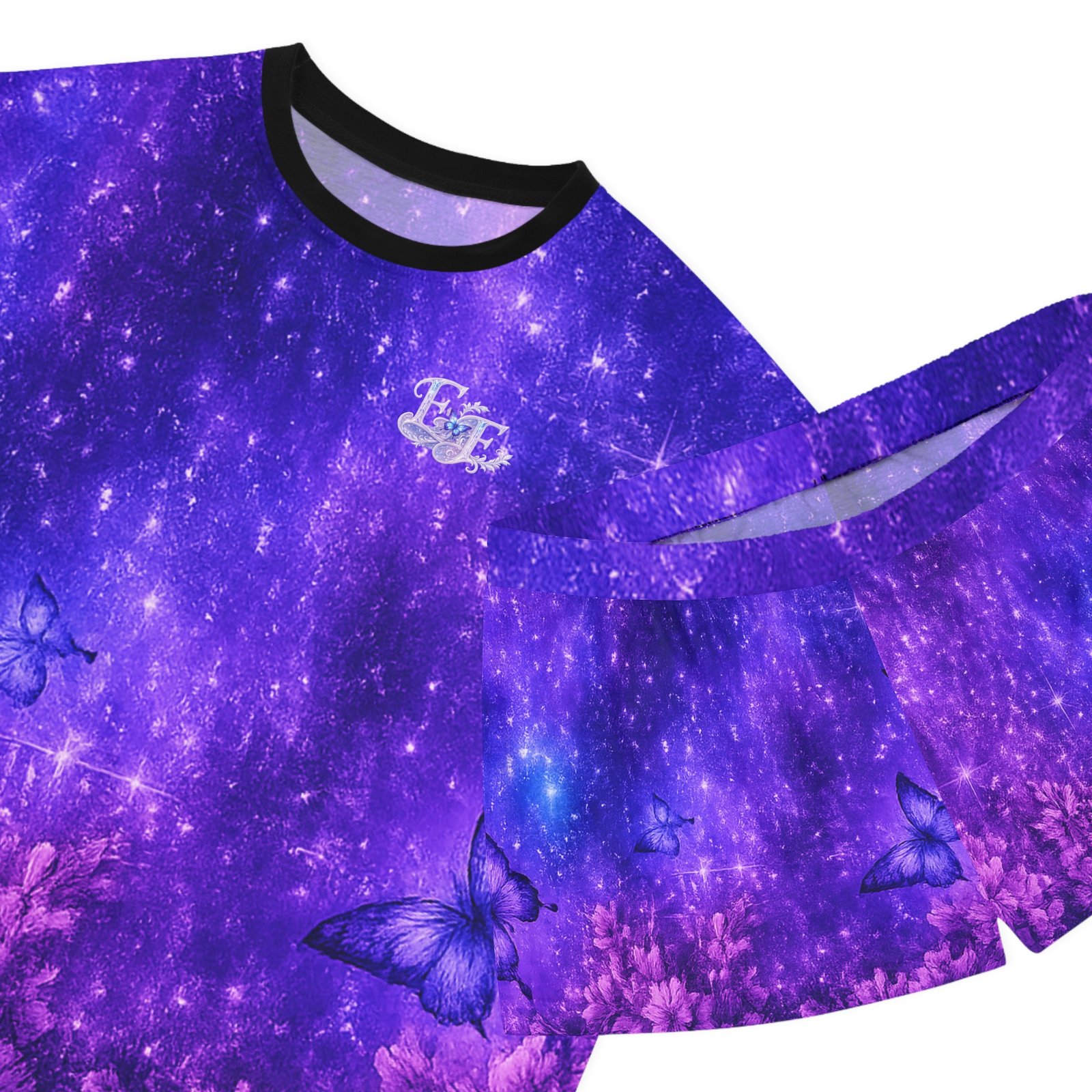 echoflame women's purple galaxy butterfly pajama set echoflame women's purple galaxy butterfly pajama set