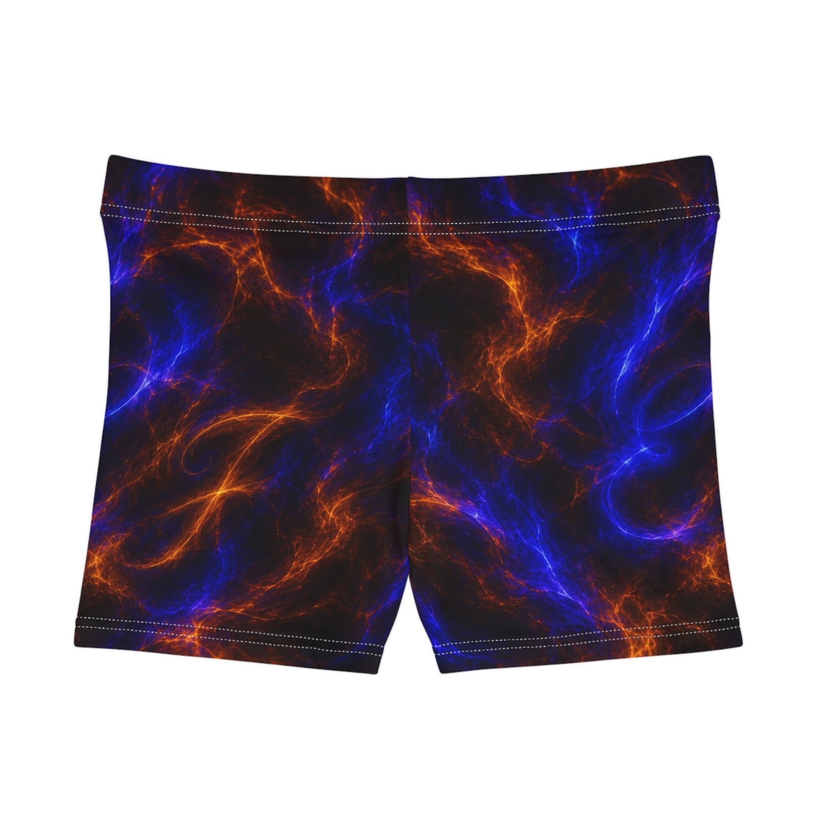 echoflame women’s shorts blue & orange nebula all over print echoflame women’s shorts blue & orange nebula all over print