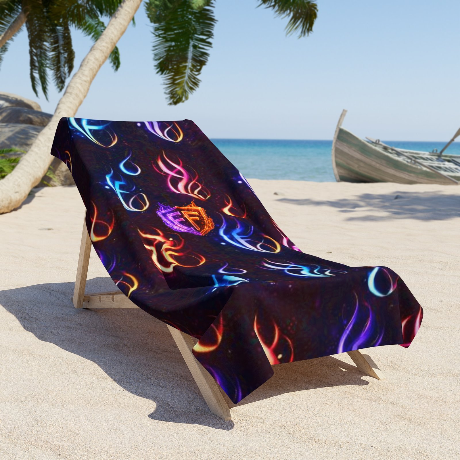 echoflame neon flame beach towel – colorful abstract surf pattern echoflame neon flame beach towel – colorful abstract surf pattern