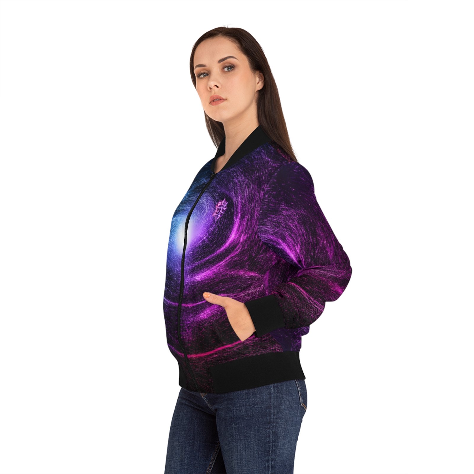 echoflame galaxy spiral bomber jacket — women's cosmic swirl aop jacket echoflame galaxy spiral bomber jacket — women's cosmic swirl aop jacket