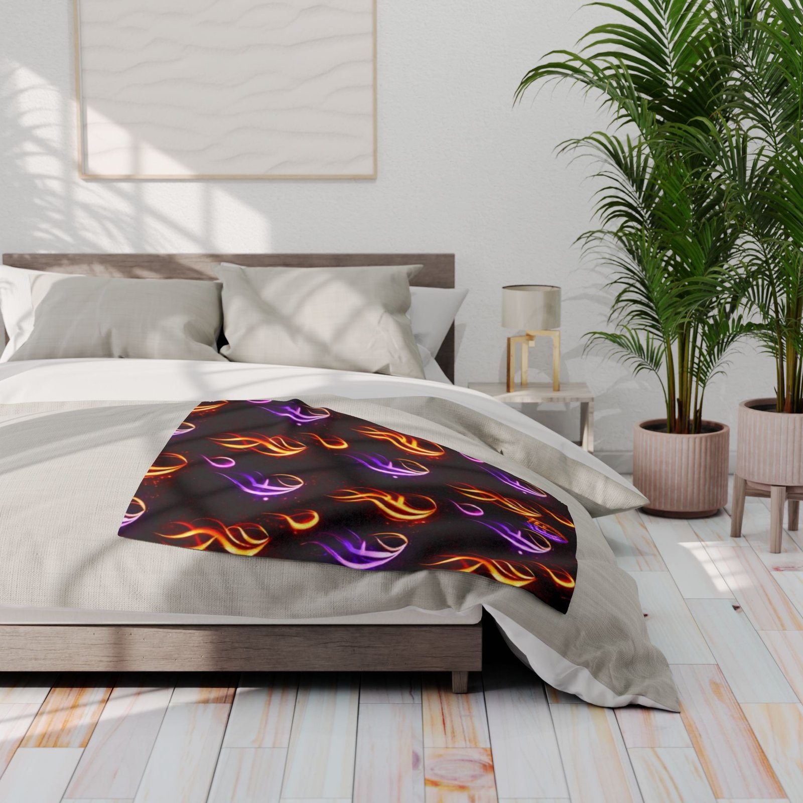 echoflame flame pattern fleece blanket – neon orange & purple fire design echoflame flame pattern fleece blanket – neon orange & purple fire design
