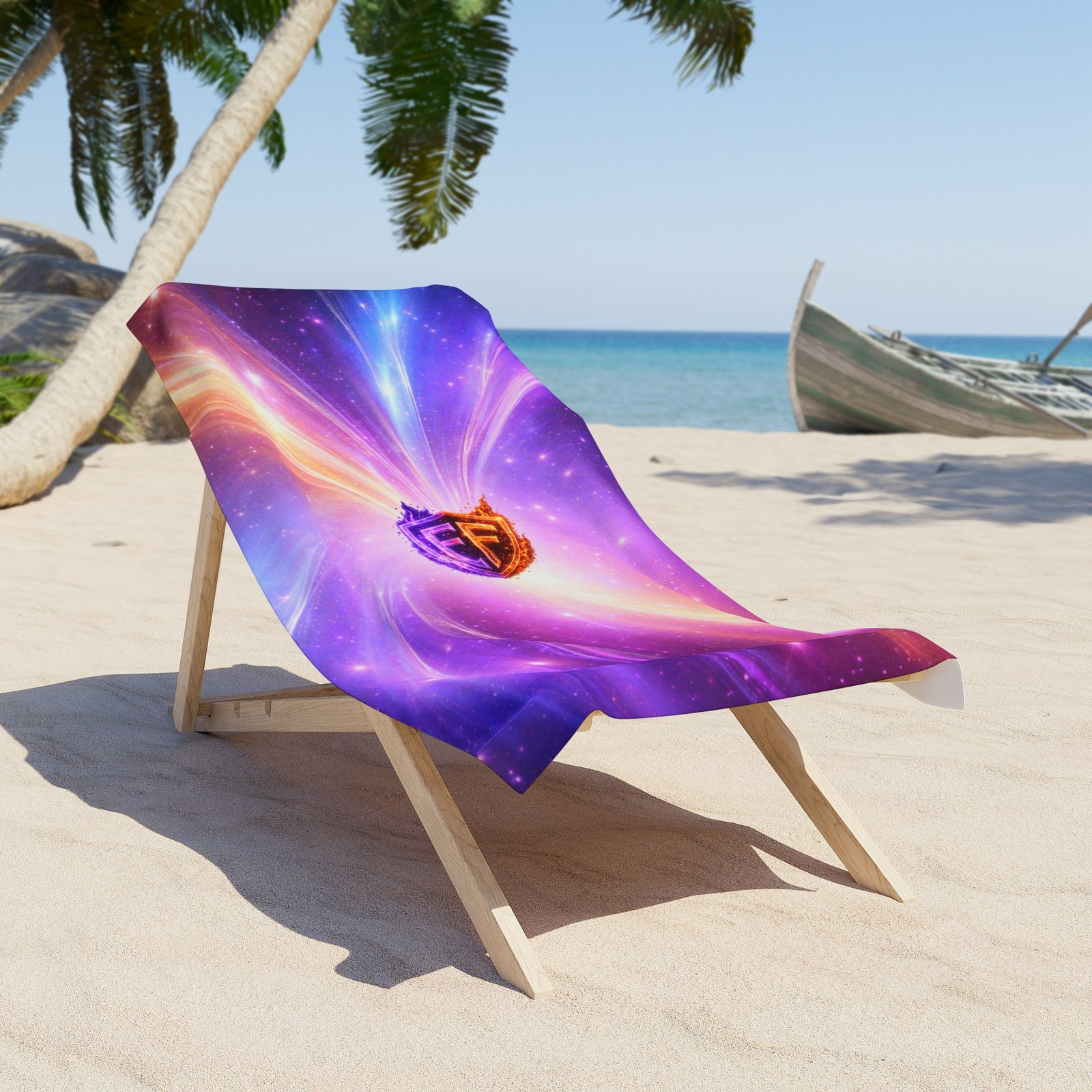 echoflame galaxy wave beach towel — vibrant purple cosmic surf design echoflame galaxy wave beach towel — vibrant purple cosmic surf design