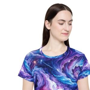 echoflame galaxy swirl women's jersey — purple blue nebula all over print