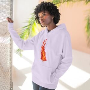 echoflame flaming torch hoodie — fiery vertical flame graphic fleece hoodie