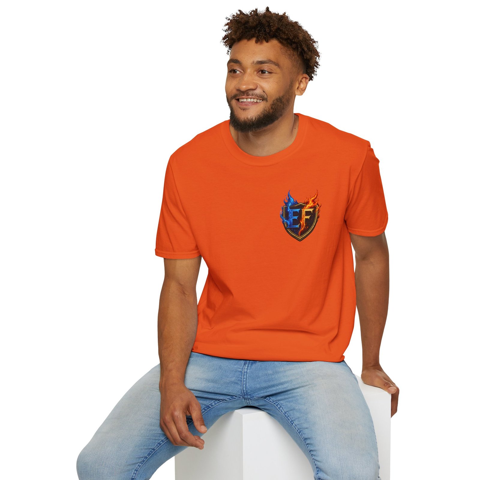 echoflame shield crest t shirt — ef flame logo (blue & red) echoflame shield crest t shirt — ef flame logo (blue & red)