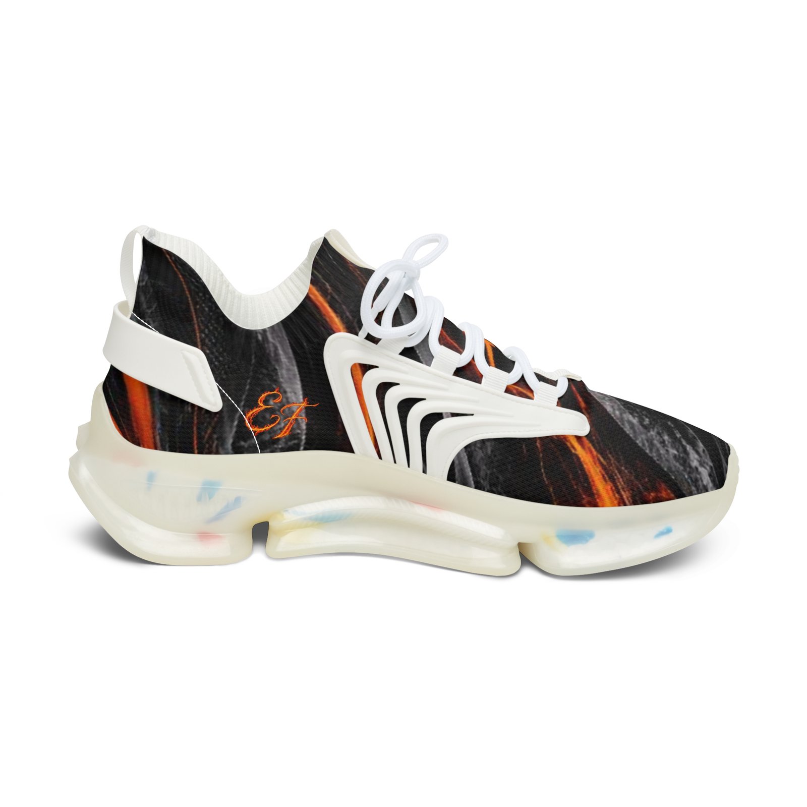 echoflame women’s mesh sneakers — black flame abstract athletic shoes echoflame women’s mesh sneakers — black flame abstract athletic shoes