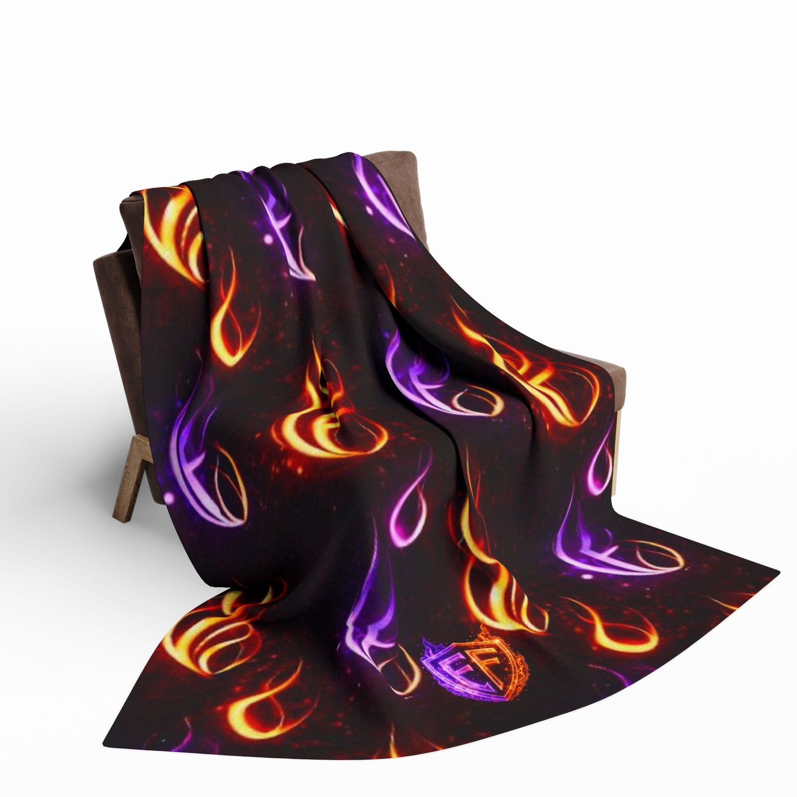 echoflame flame pattern fleece blanket – neon orange & purple fire design echoflame flame pattern fleece blanket – neon orange & purple fire design