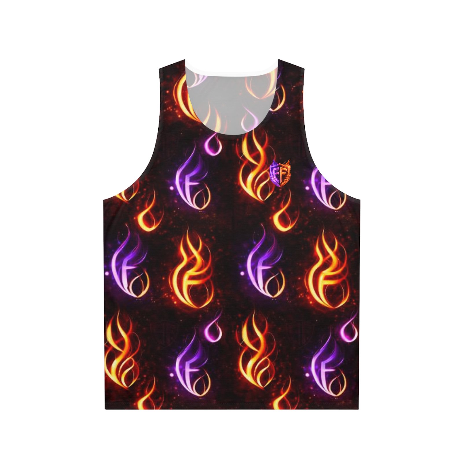 echoflame flaming neon pattern tank top — all over print fiery flame design echoflame flaming neon pattern tank top — all over print fiery flame design
