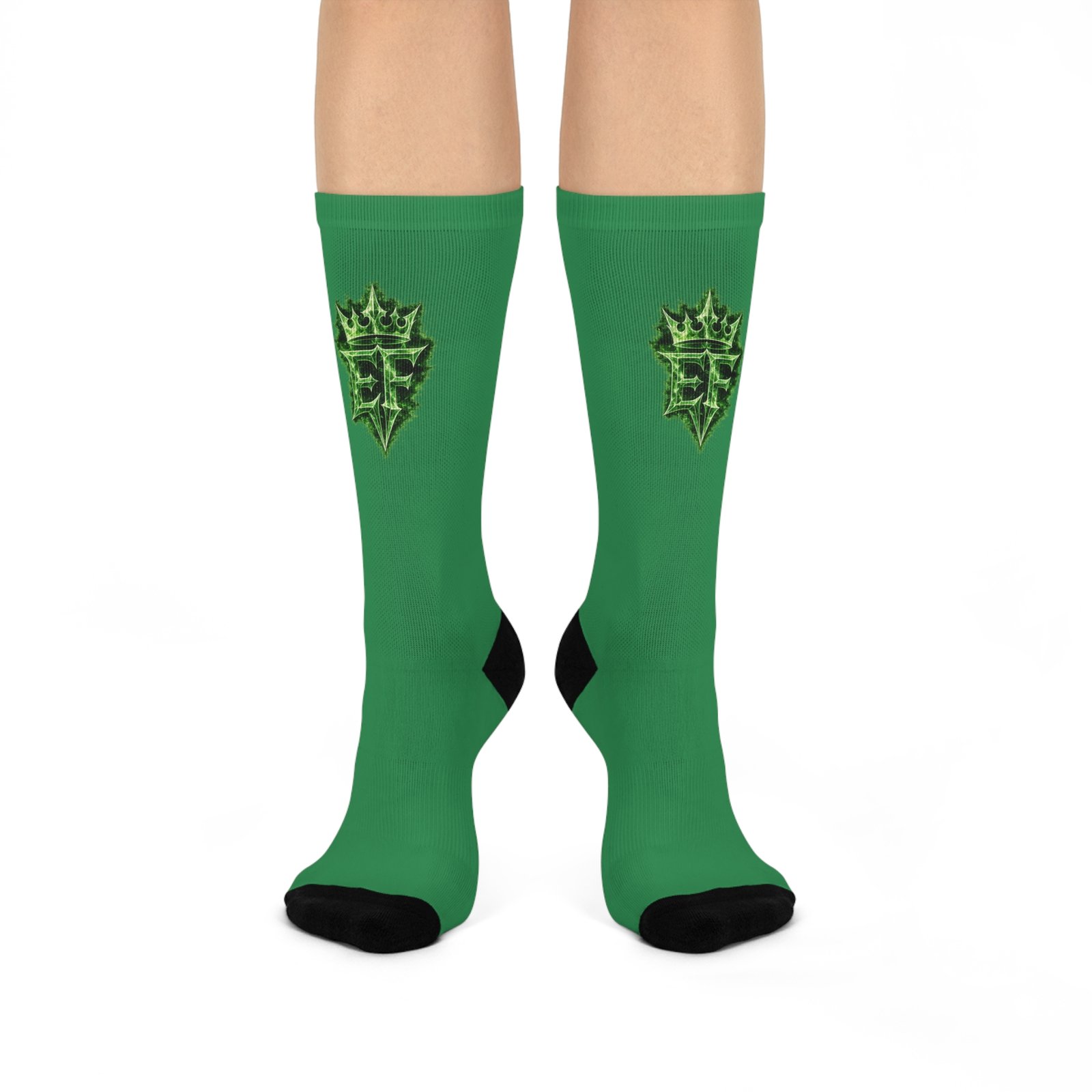 echoflame green celtic shield crew socks — cushioned athletic socks with medieval emblem echoflame green celtic shield crew socks — cushioned athletic socks with medieval emblem