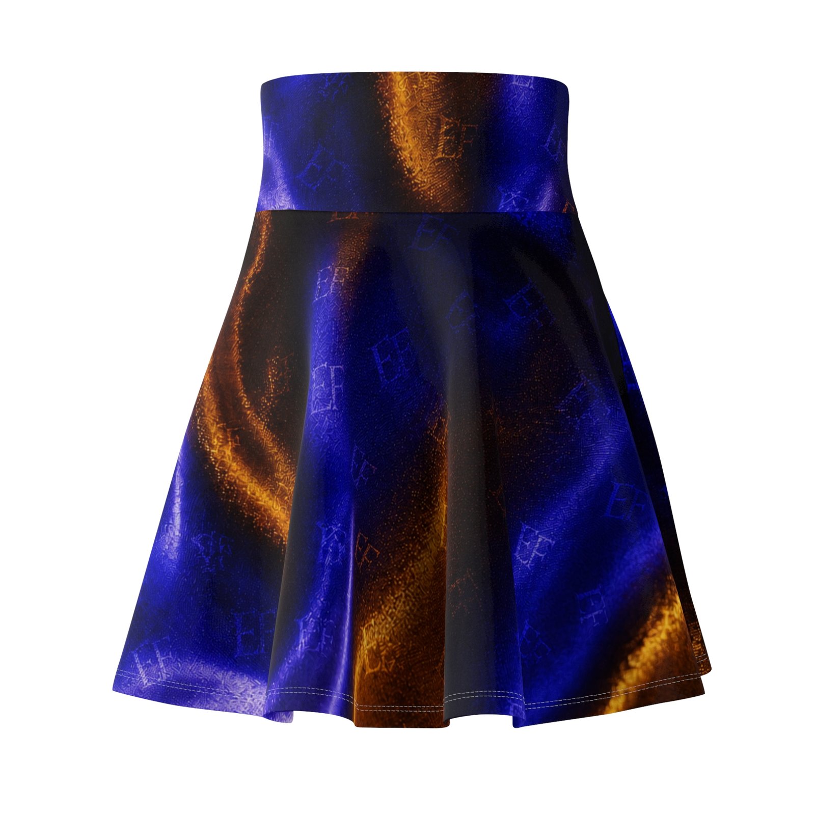 echoflame blue & gold satin swirl skater skirt echoflame blue & gold satin swirl skater skirt