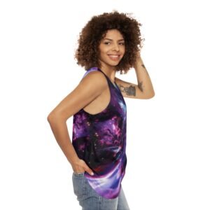 echoflame galaxy nebula tank top — purple space all over print tank