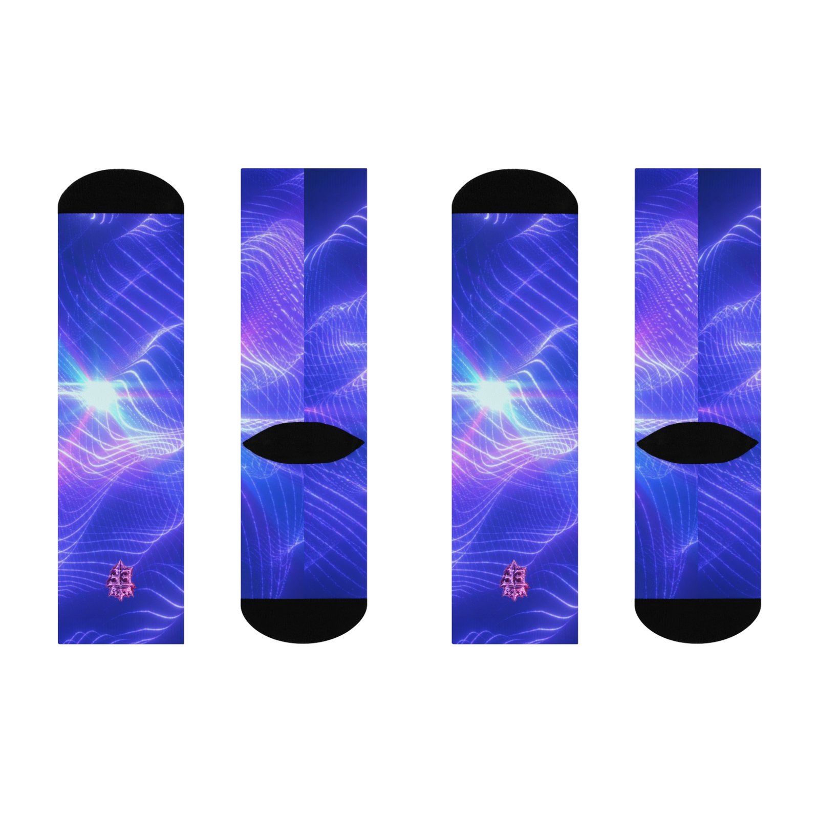 echoflame electric wave crew socks — cushioned blue gradient socks with neon accent echoflame electric wave crew socks — cushioned blue gradient socks with neon accent