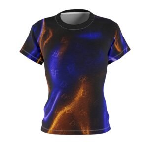 echoflame women's cut & sew tee — abstract blue & amber glow all over print