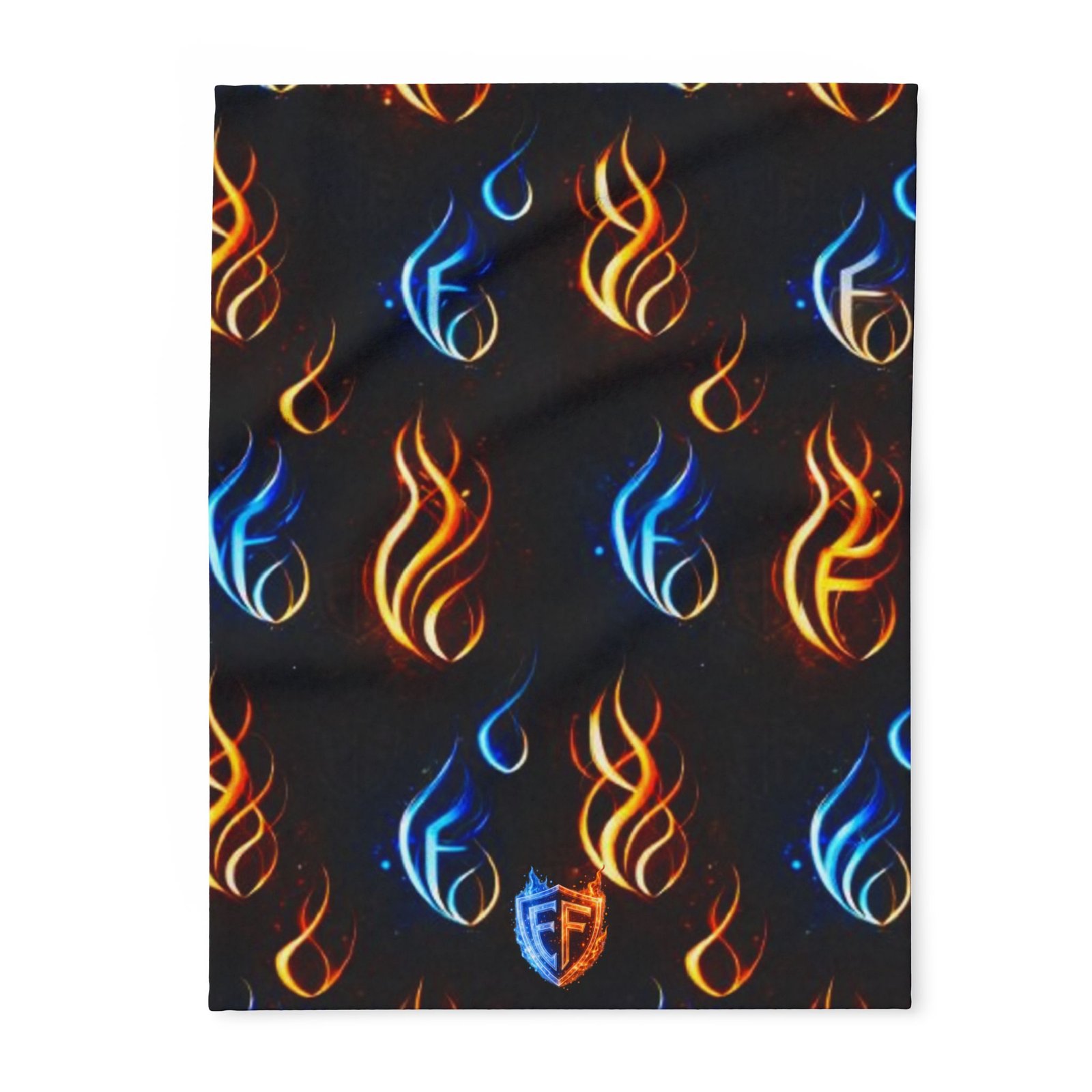 echoflame flame pattern arctic fleece blanket — blue & orange fire design cozy throw echoflame flame pattern arctic fleece blanket — blue & orange fire design cozy throw