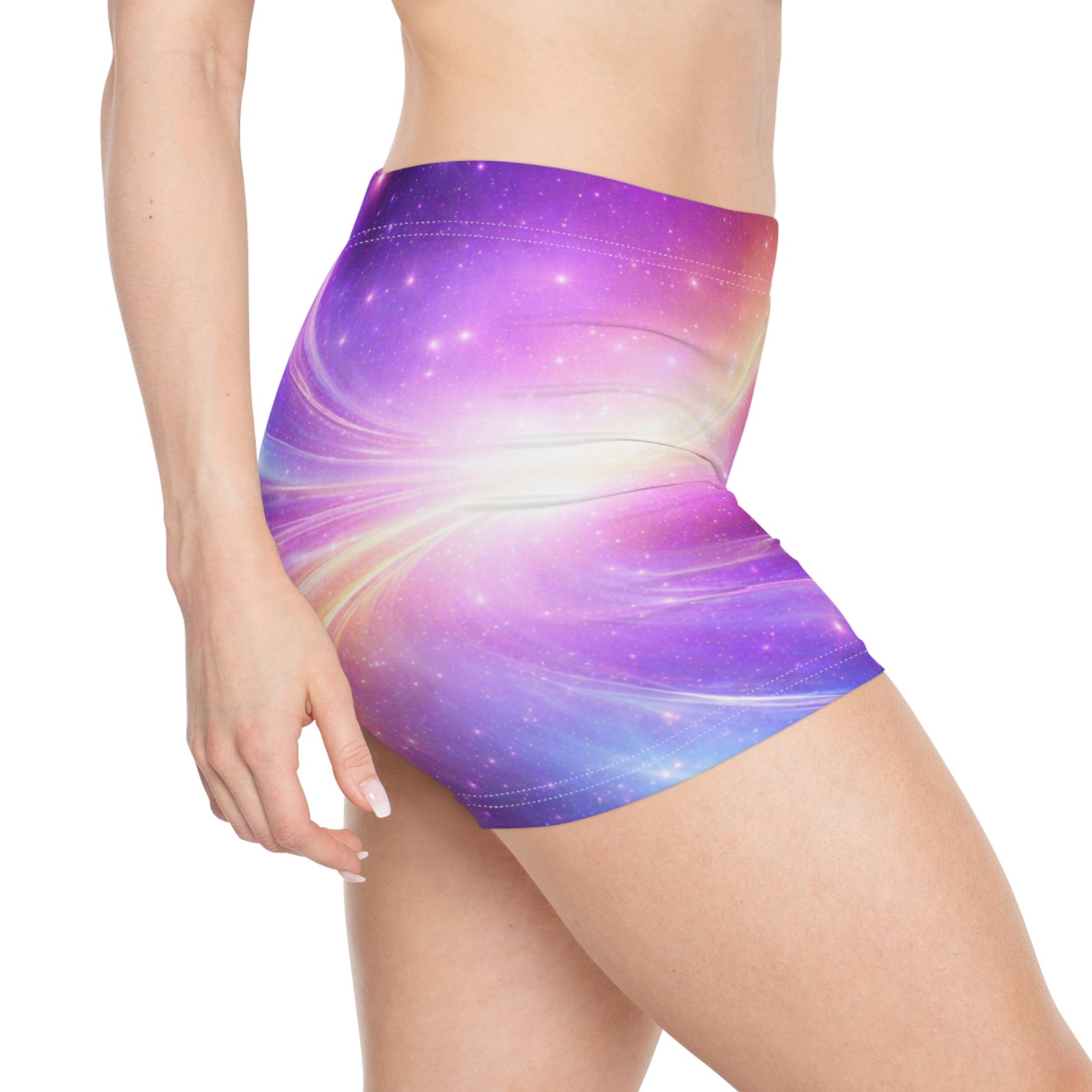 echoflame galaxy swirl women's athletic shorts — purple pink nebula all over print echoflame galaxy swirl women's athletic shorts — purple pink nebula all over print