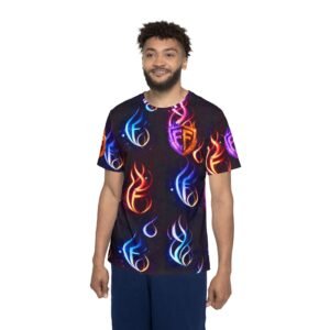 echoflame men's flame pattern sports jersey — neon fire all over print